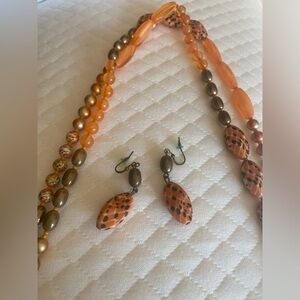 Orange & black earrings & necklace